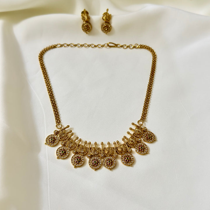 Premium 8 Coin Necklace With CZ Stones