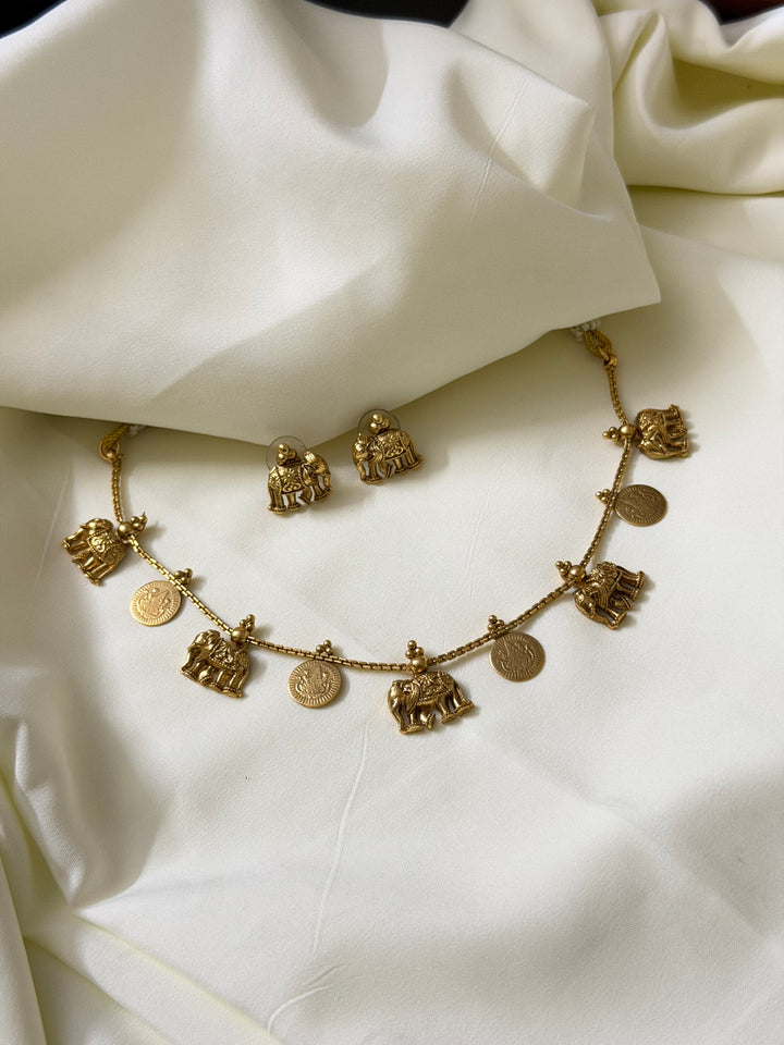 Elegant Elephant Coin Neckpiece