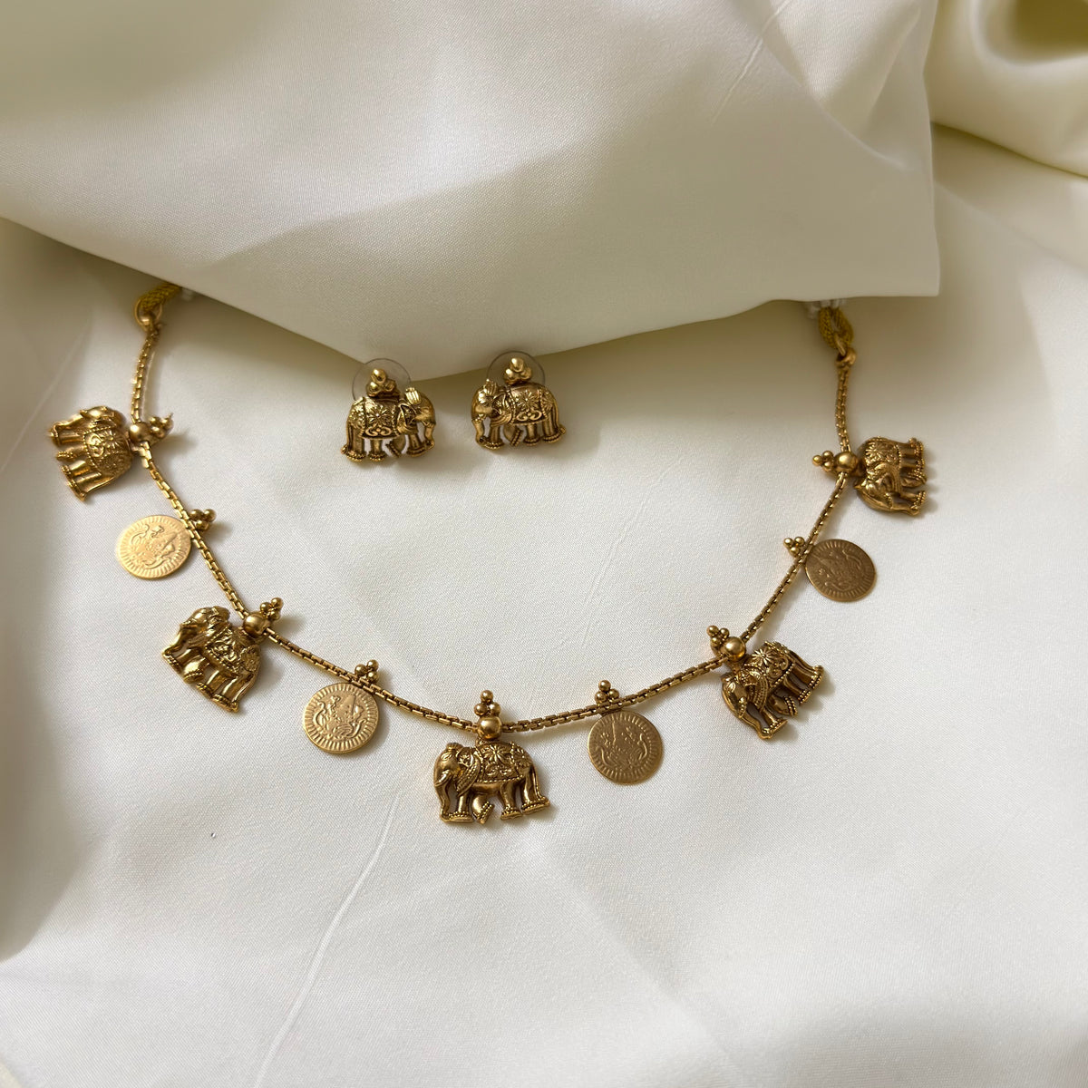 Elegant Elephant Coin Neckpiece