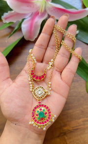 Jadau Layered Polki Crescent Moon Neckpiece