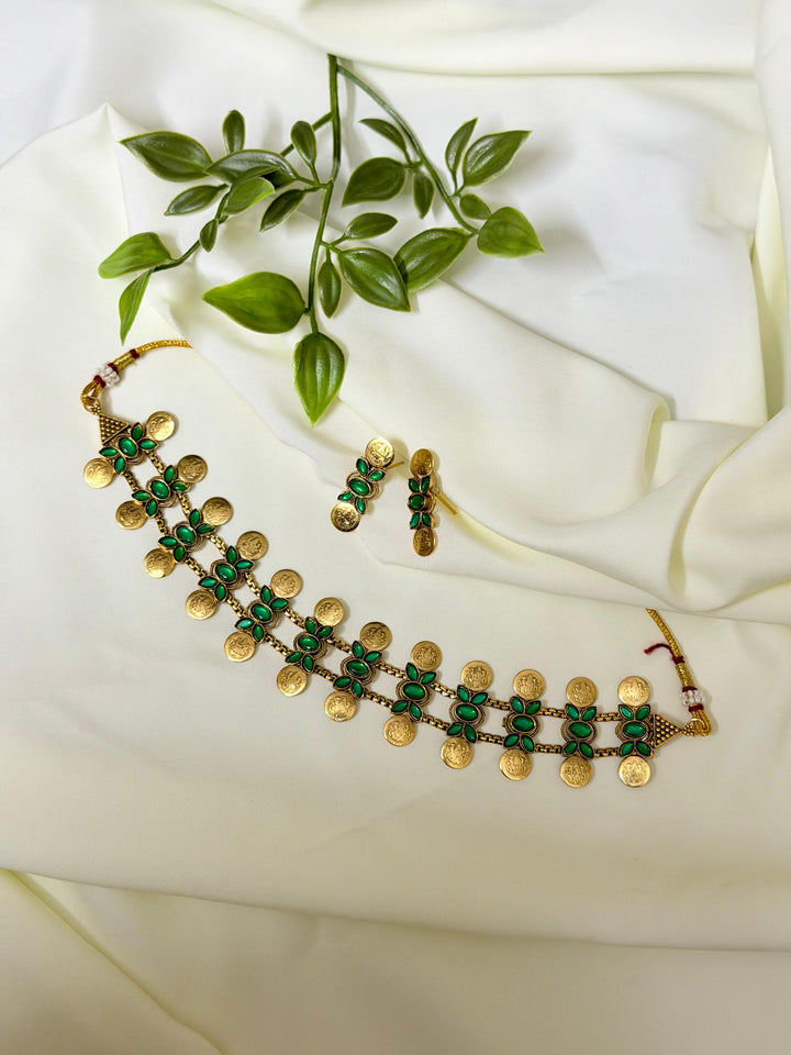 Bloom Coin Choker — Emerald
