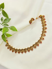 Antique Rectangle Red Stone Rajwadi Choker