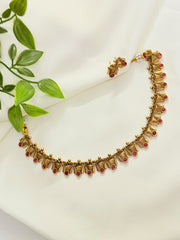Antique Rectangle Red Stone Rajwadi Choker