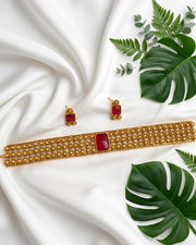 Rajwadi Choker With Red Stone