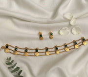 3 Line Green Choker With Coins
