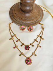 Kemp Two-Layer Floral Neckpiece Set with Earring