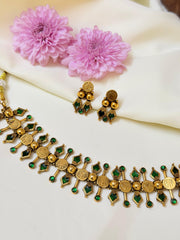 Royal Coin Enamel Choker Set Green