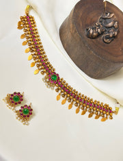 Exquisite Elakathaali With Pink And Green Kemp Stones