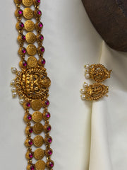 Lakshmi Coin Choker With Pink Kemp Stones