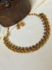Premium Peacock Ruby Red Stone Neckpiece — Multi