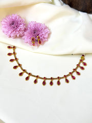 Non-idol Antique Necklace With Red Tear Drop