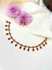 Non-idol Antique Necklace With Red Tear Drop