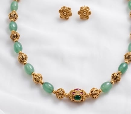 Green Beaded Short Chain