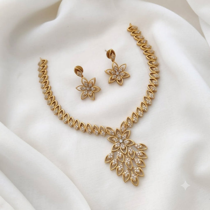 White CZ Stone Gold Necklace