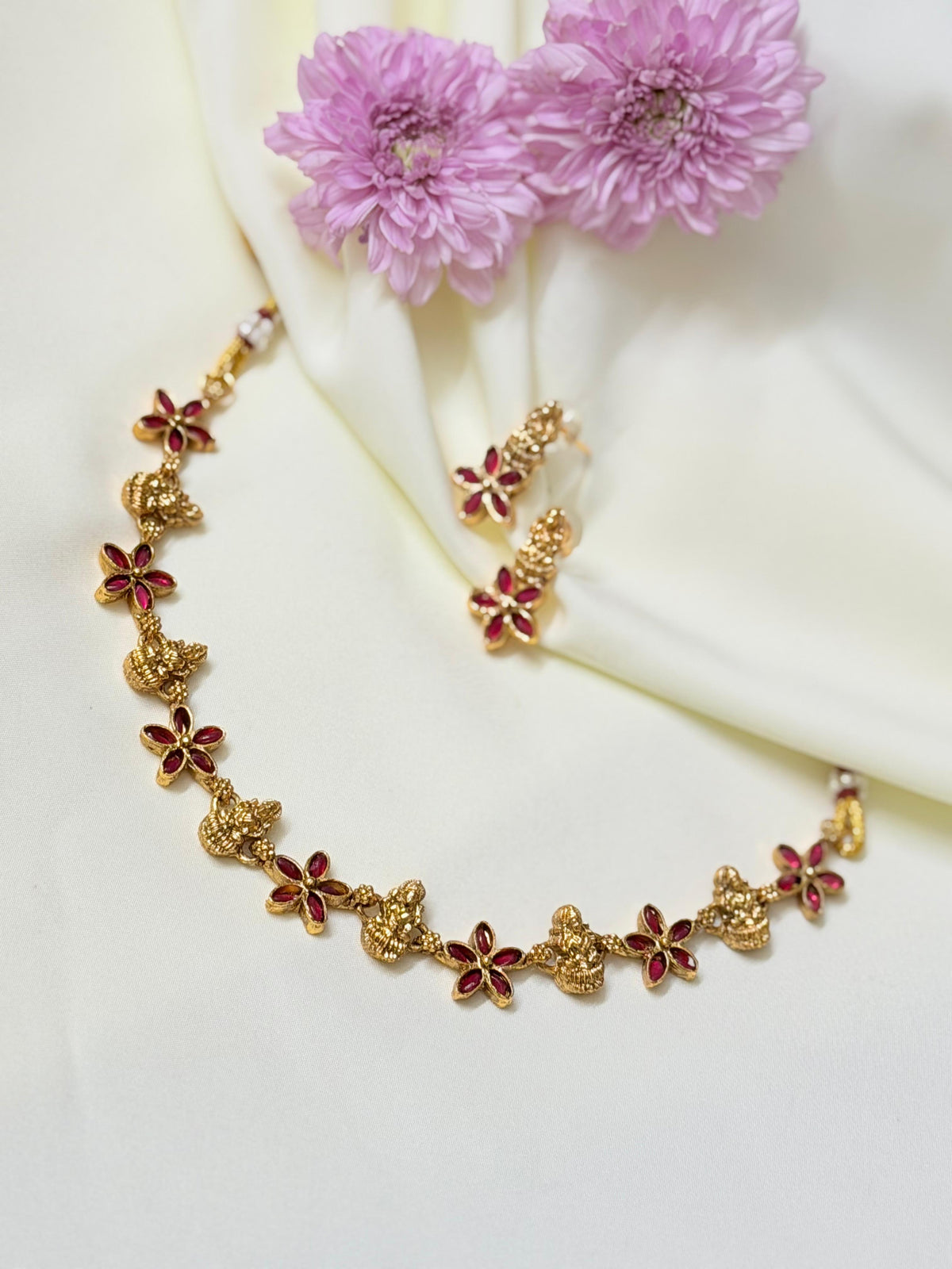 Red Flower Lakshmi Necklace