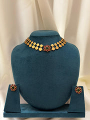 Multi Floral Coin Lakshmi Necklace