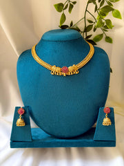 Elephant Openable Kasavu Mala With Jhumka