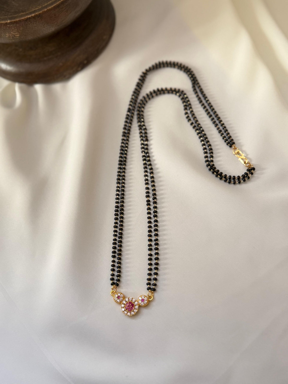 Mangalsutra Pink And White CZ Stone 30cm