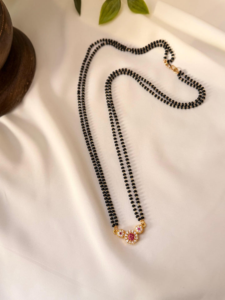 Mangalsutra Pink And White CZ Stone 30cm