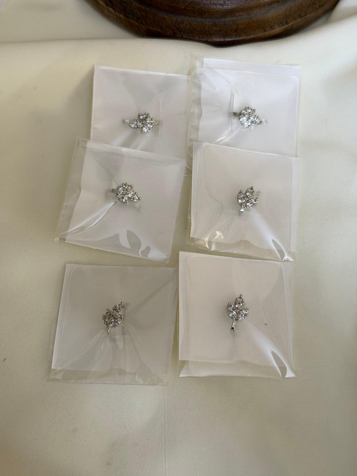 Diamond Leaf Nose Pin — No Piercing Needed, Set of Six