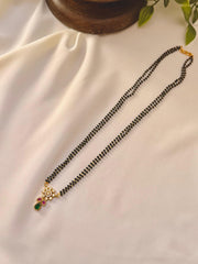 Mangalsutra With Green Pink & White CZ Stone 23cm