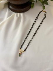 Mangalsutra With Green Pink & White CZ Stone 23cm