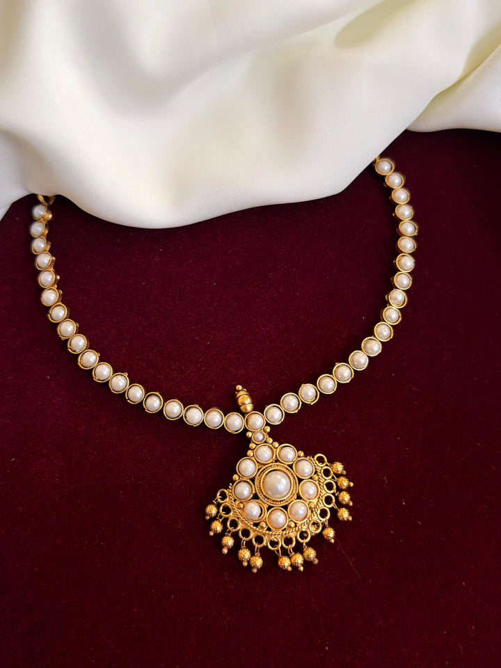 White Pearl Attigai Necklace