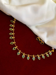 Leaf Necklace With Earrings Green