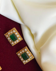 Green Square 3line Choker With CZ Stones