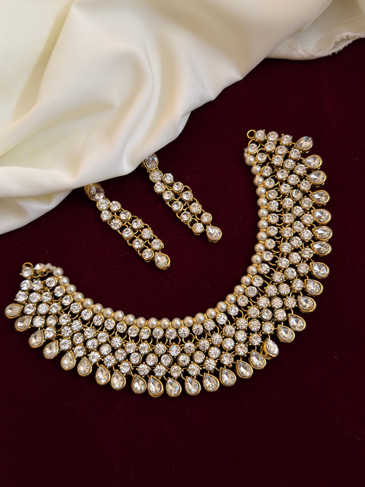 Premium Bridal Kundhan Neckpiece With Earrings