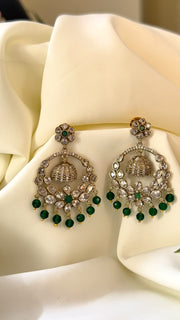 Premium Chandbali Earrings Green