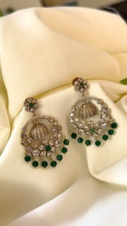 Premium Chandbali Earrings Green
