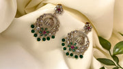 Premium Chandbali Earrings Green And Pink