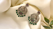 Premium Chandbali Earrings Green And Pink