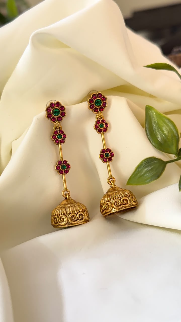 Kemp Floral Long Stick Jhumka