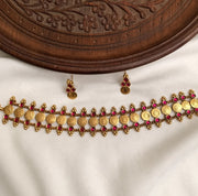 Coin Choker With Kemp Pink Stones