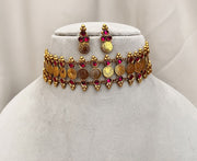 Coin Choker With Kemp Pink Stones