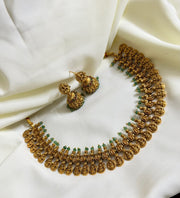 Lakshmi Light Green Antique Coin Necklace