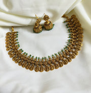 Lakshmi Light Green Antique Coin Necklace