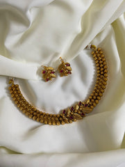Antique Rani Leaf Necklace — Red