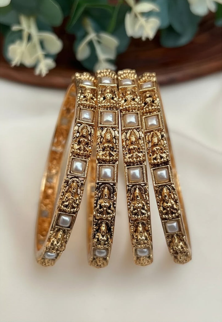 Lakshmi White Pearl Bangle Set Of 4 Medium 2.6 Size