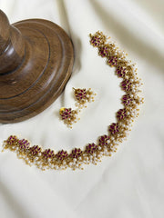 Premium Lotus Necklace with Pearldrops
