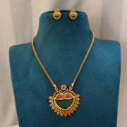 Antique Palakka Pendant With Long Chain And Studs