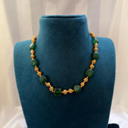 Green Stone With Golden Bead Neckpiece