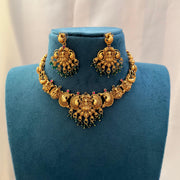 Lakshmi Temple Necklace — Green Beads