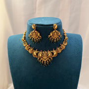Lakshmi Temple Necklace — Green Beads