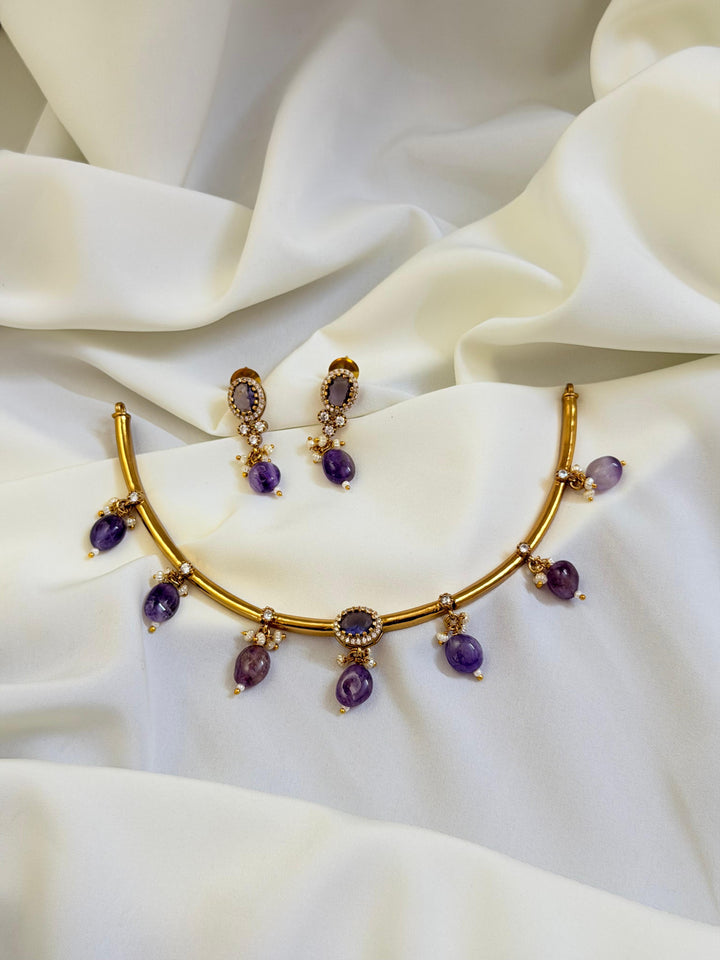Premium Hasli With Amethyst Bezels