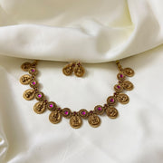 Pink Stone Antique Devi Necklace
