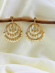 Hoop Earrings With Hanging Pearls — White