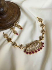Diamond Hasli Necklace with Pink and White Stones